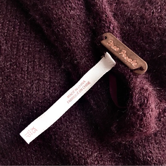 NWOT FREE PEOPLE ANGORA LIKE OPEN BACK CROP TOP PLUM PURPLE SWEATER - Picture 3 of 5